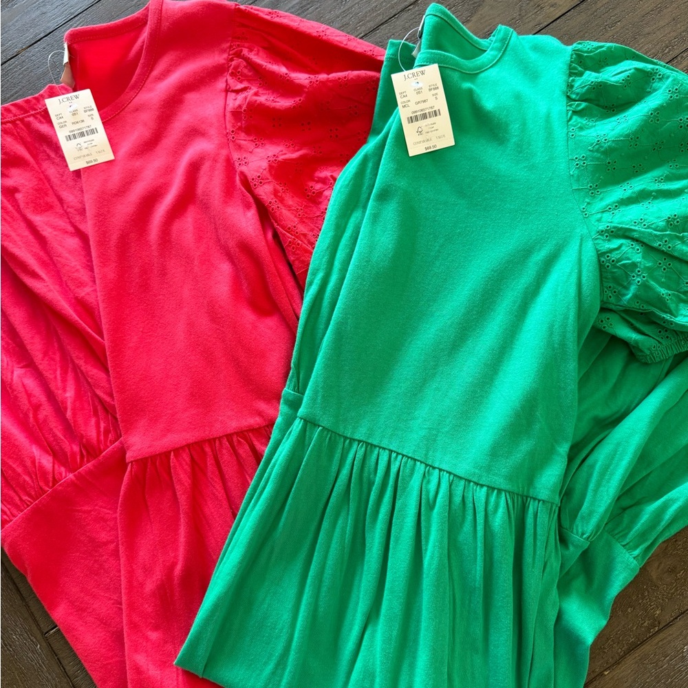NWT Set of 2 J Crew Eyelet-sleeve knit midi dress - small